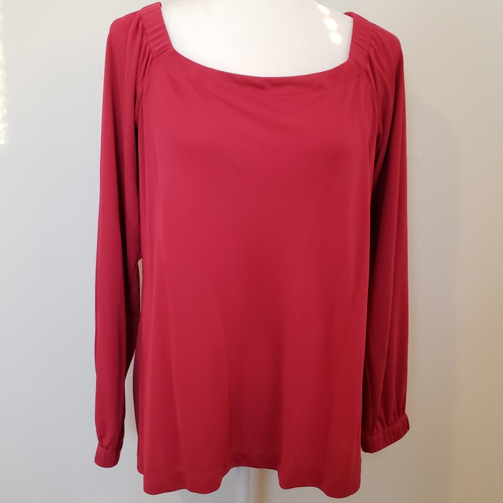 White House Black Market Large Maroon Blouse